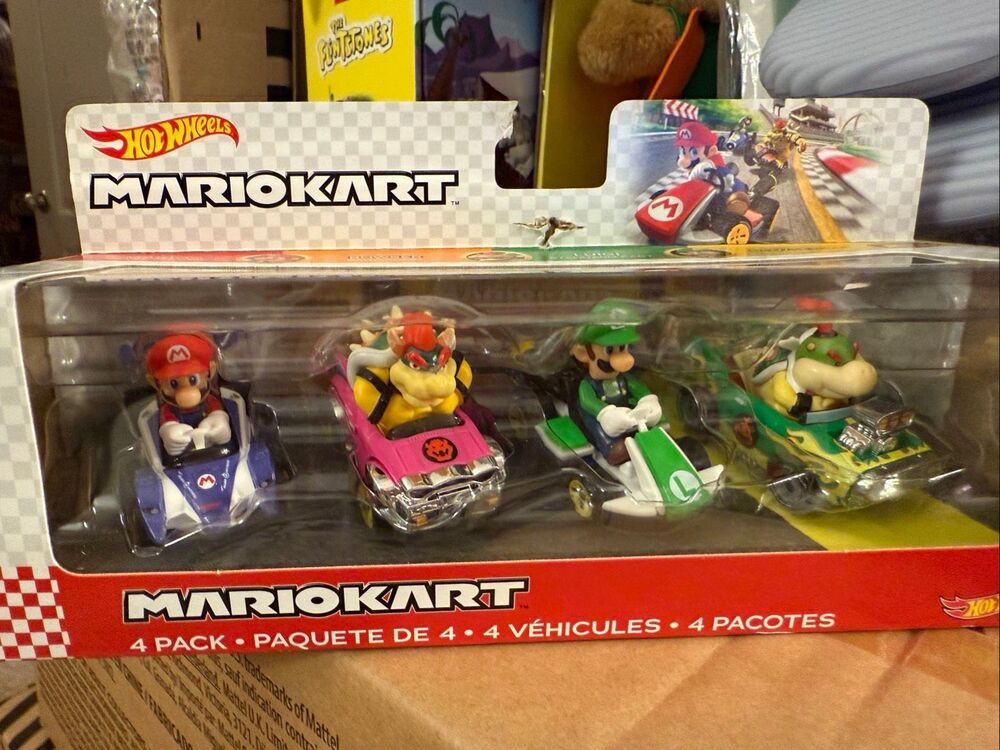 Hot Wheels Mario Kart Die-Cast Vehicles Mario Bowser Luigi Bowser Jr 4-Pack New